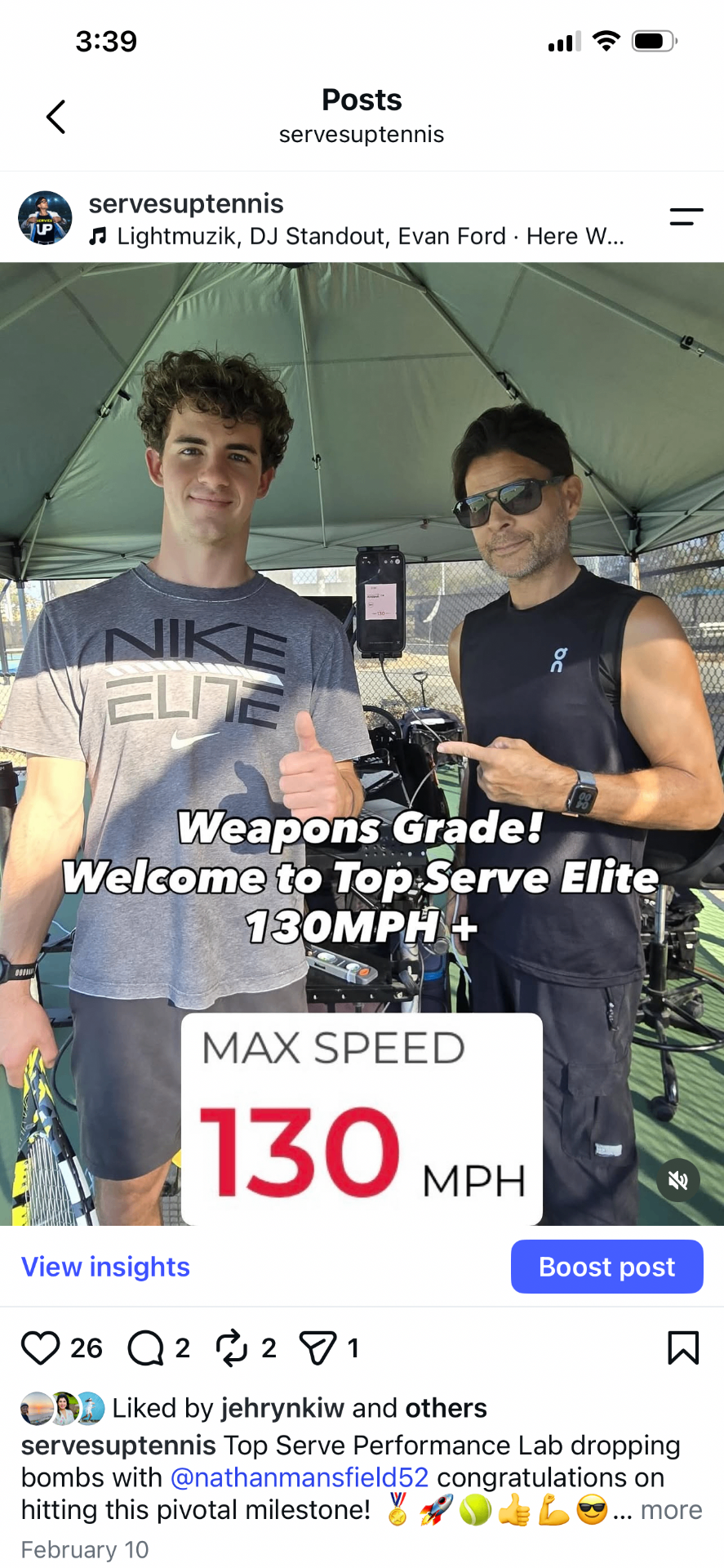 TOP SERVE ELITE — 130 MPH serve at ProServe