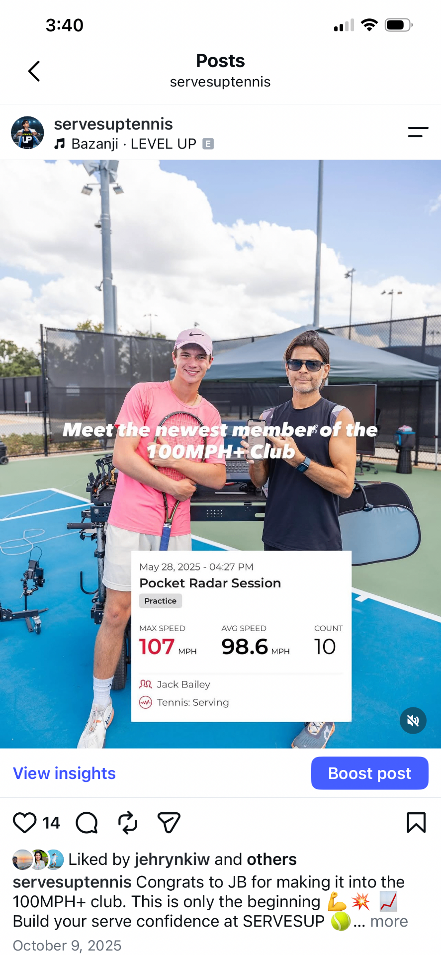 NEWEST MEMBER — 107 MPH serve at ProServe