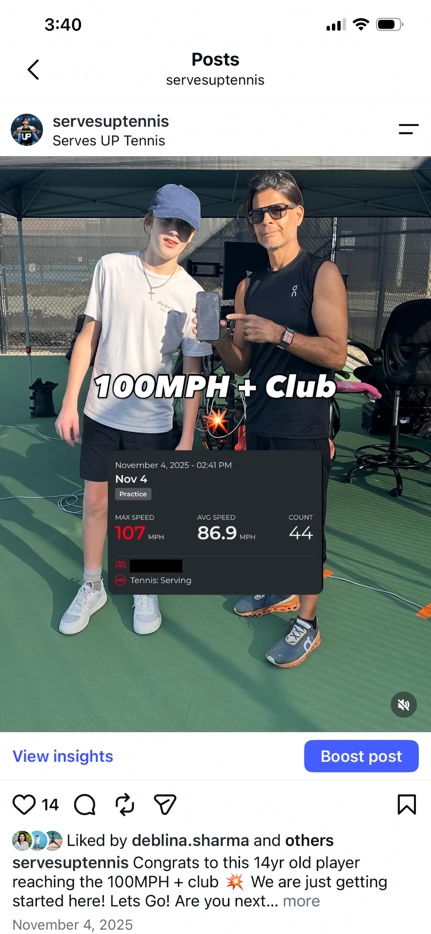 NEW MEMBER — 107 MPH serve at ProServe