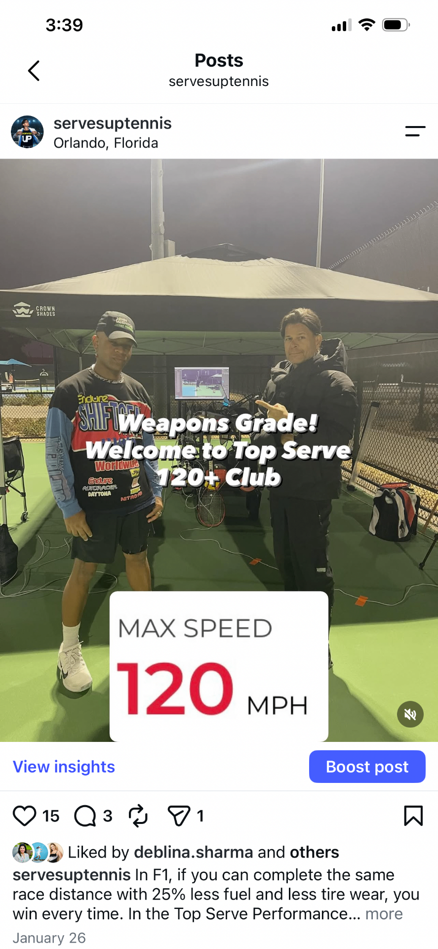 TOP SERVE — 120 MPH serve at ProServe