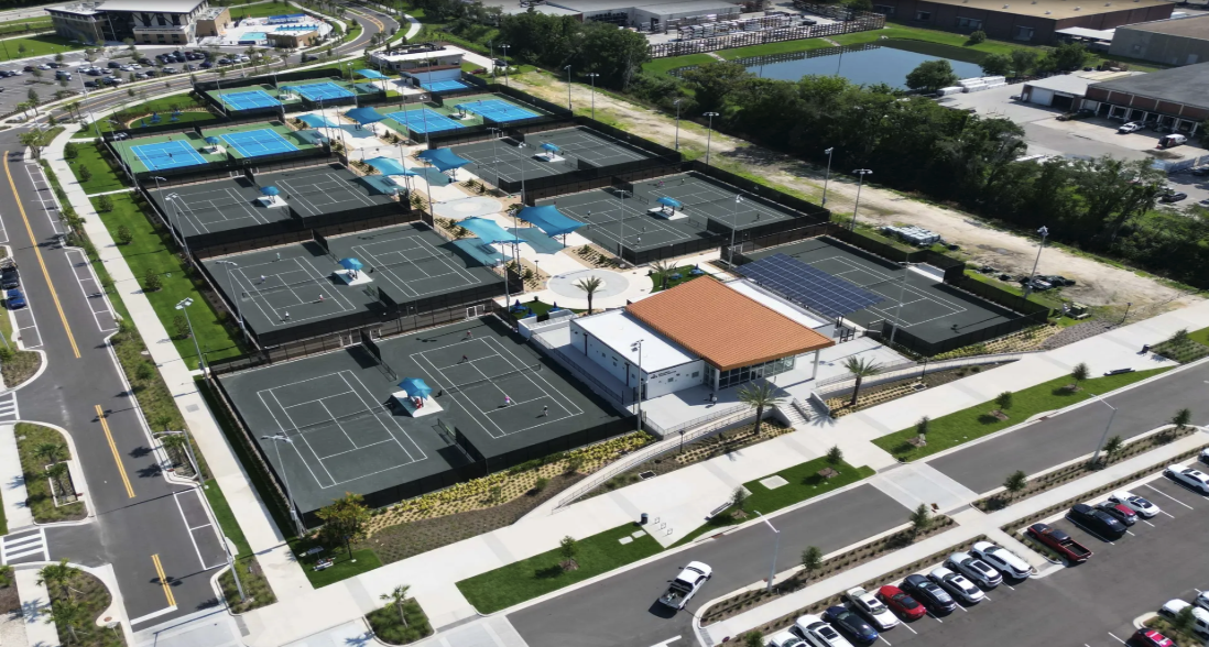 Aerial view of the ProServe Camp tennis facility in Orlando